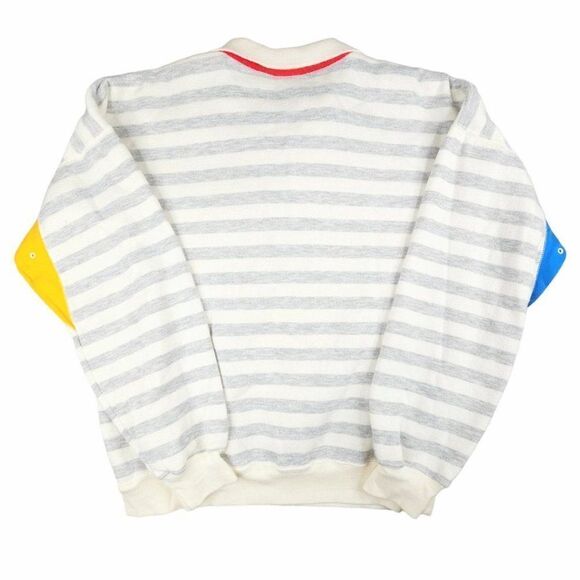 Vintage Abstract Sweatshirt Womens Size Medium Gray 80s Winning Ways Striped - Picture 3 of 5